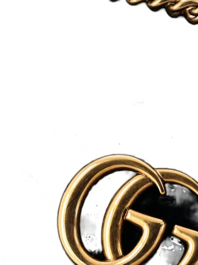 Pre-owned Gucci Gg Marmont Flap Bag Matelasse Velvet Small Shoulder Bag In Black