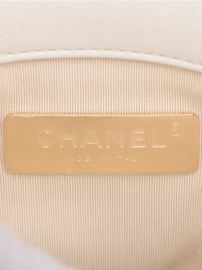 Pre-owned Chanel 2019 Small Quilted Calfskin Pearl Cc Accordion Flap Crossbody Bag In White