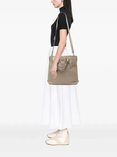 Pre-owned Prada 2010-2025 Vitello Daino Side Zip Convertible Tote Satchel In Brown