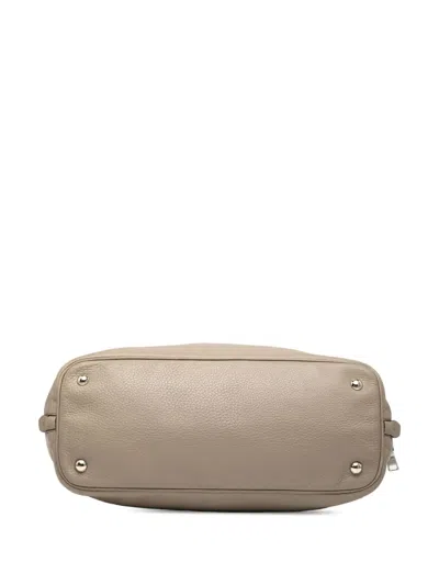 Pre-owned Prada 2010-2025 Vitello Daino Side Zip Convertible Tote Satchel In Brown