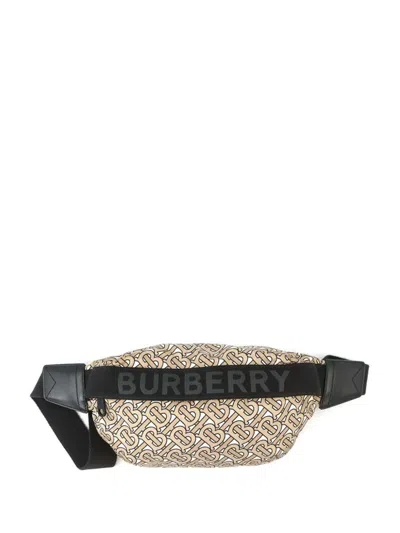 Pre-owned Burberry 2018-2025 Tb Monogram Nylon Sonny Belt Bag In Brown