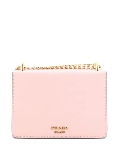 Pre-owned Prada Envelope Flap Chain Shoulder Bag Saffiano Leather Small Crossbody Bag In Pink