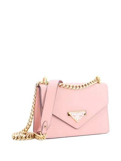 Pre-owned Prada Envelope Flap Chain Shoulder Bag Saffiano Leather Small Crossbody Bag In Pink