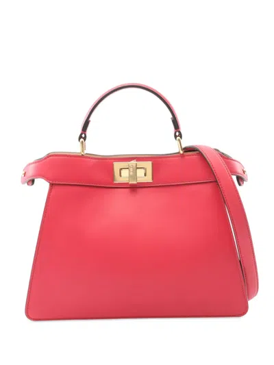 Pre-owned Fendi 2010-2025 Small Leather Selleria Peekaboo Iseeu Satchel In Pink