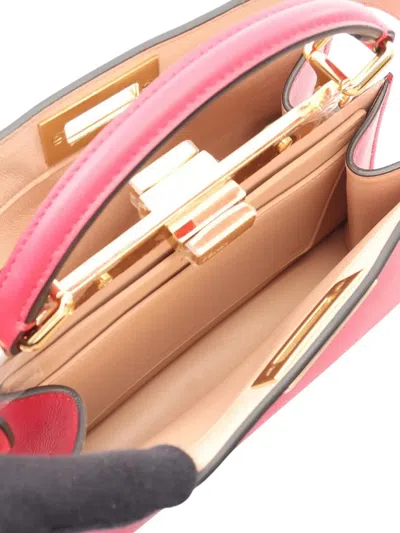 Pre-owned Fendi 2010-2025 Small Leather Selleria Peekaboo Iseeu Satchel In Pink