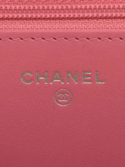 Pre-owned Chanel 2019 Reissue 2.55 Quilted Tweed Wallet On Chain Crossbody Bag In Pink