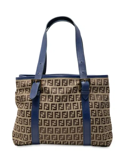 Pre-owned Fendi 2010-2025 Zucchino Canvas Handbag In Brown