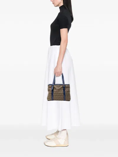 Pre-owned Fendi 2010-2025 Zucchino Canvas Handbag In Brown