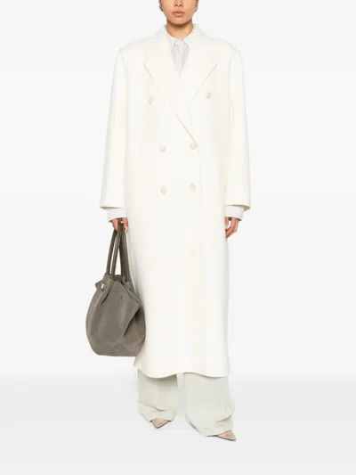 The Frankie Shop Gaia Double-breasted Coat In White