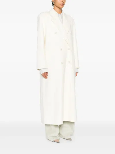 The Frankie Shop Gaia Double-breasted Coat In White