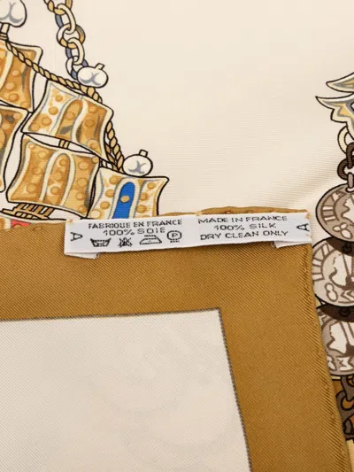 Pre-owned Hermes 20th Century Kosmima Silk Scarf Scarves In White