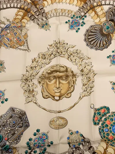 Pre-owned Hermes 20th Century Kosmima Silk Scarf Scarves In White