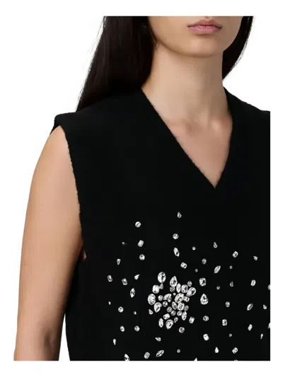 Liu •jo Embellished V-neck Vest In Black