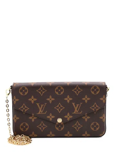 Pre-owned Louis Vuitton Felicie Pochette Monogram Canvas Crossbody Bag In Brown