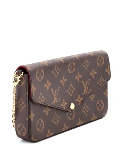 Pre-owned Louis Vuitton Felicie Pochette Monogram Canvas Crossbody Bag In Brown