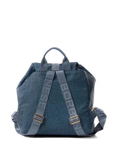 Borbonese Medium Logo Strap Backpack In Blue