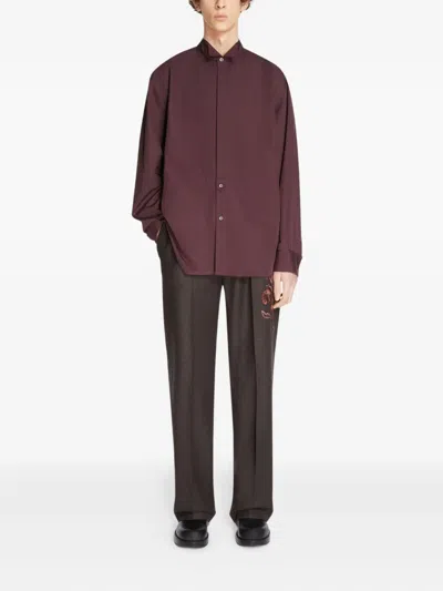 Dries Van Noten Floral-embroidered Trousers In Brown