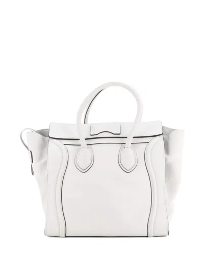 Pre-owned Celine Luggage Bag Grainy Leather Mini Tote Bag In White