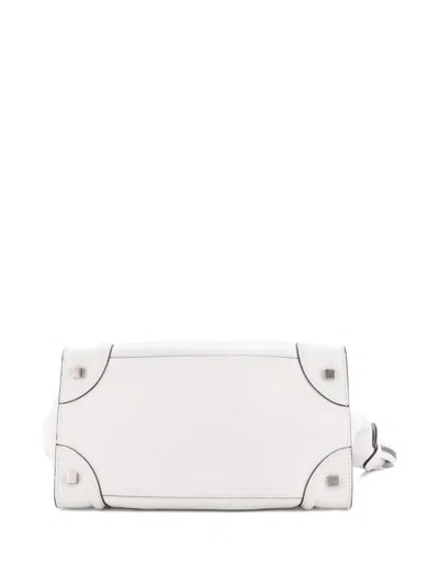 Pre-owned Celine Luggage Bag Grainy Leather Mini Tote Bag In White