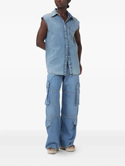 Jacob Cohen Buttoned Sleeveless Shirt In Blue