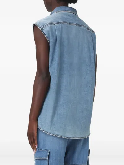 Jacob Cohen Buttoned Sleeveless Shirt In Blue