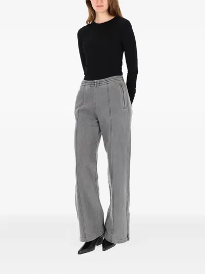 Our Legacy Wide-leg Trousers In Washed Organic Cotton With Zippered Pockets In Gray