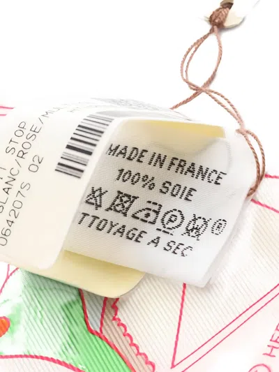 Pre-owned Hermes 2020s Pony Pit Stop Ribbon Scarf In White