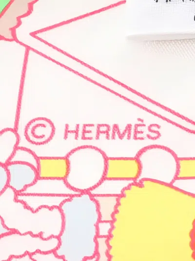 Pre-owned Hermes 2020s Pony Pit Stop Ribbon Scarf In White