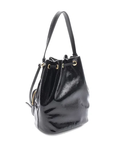 Pre-owned Prada 2010s Duet Naplak Patent Leather Bucket Bag In Black