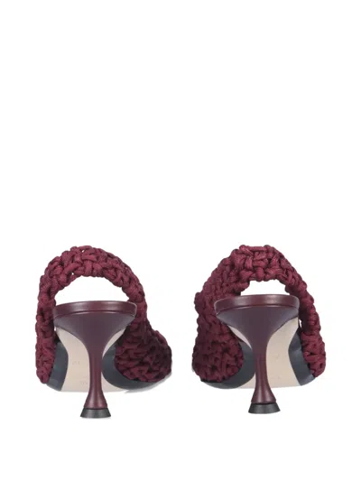 编织皮质高跟鞋