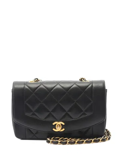 Pre-owned Chanel Small 1996-1997 Diana Matelasse Flap Chain-strap Shoulder Bag In Black