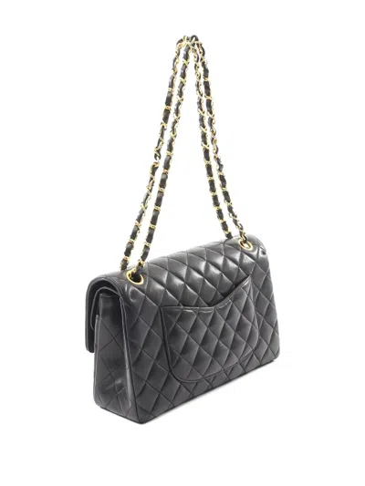 Pre-owned Chanel 1991-1994 Double Flap Shoulder Bag In Black