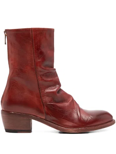 Shoto 45mm Zip-fastening Leather Boots In Red