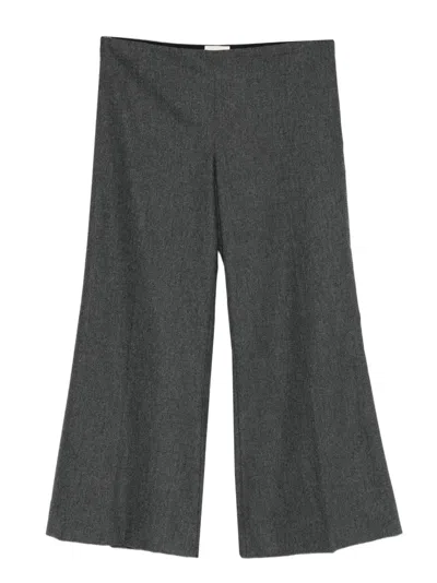 Khaite Flared Cropped Trousers In Gray