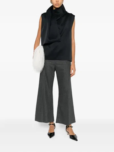 Khaite Flared Cropped Trousers In Gray