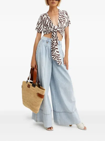 Max Mara Favore Zebra-pattern Top In White