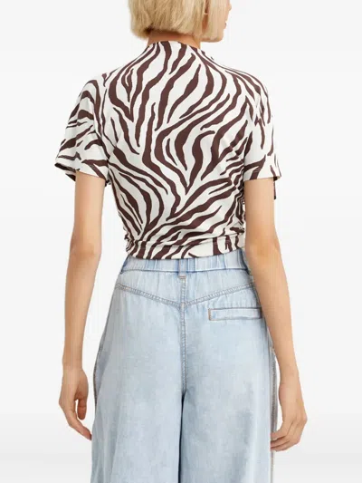 Max Mara Favore Zebra-pattern Top In White