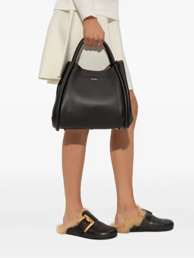 Max Mara Small Leather Marine Top-handle Bag In Black
