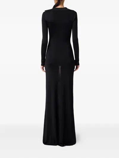 Elisabetta Franchi Button-embellishment V-neck Maxi Dress In Black