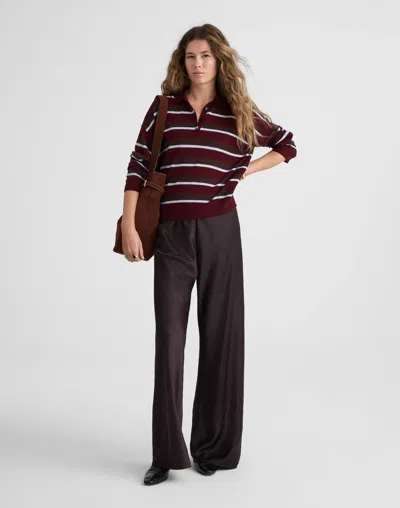 Madewell Striped Polo Sweater In Red