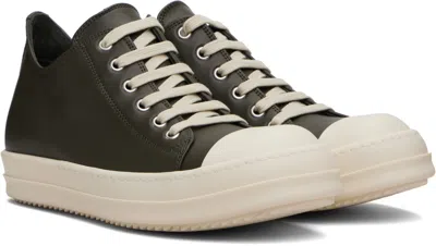 Rick Owens Khaki Concordians Low Sneaks Sneakers In Animal Print