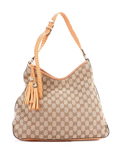 Pre-owned Gucci Marrakech Gg Canvas Medium Hobo Bag In Neutral