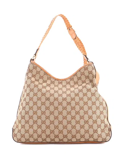Pre-owned Gucci Marrakech Gg Canvas Medium Hobo Bag In Neutral
