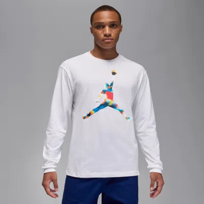 Jordan Men's  Flight Long-sleeve Crewneck T-shirt In White