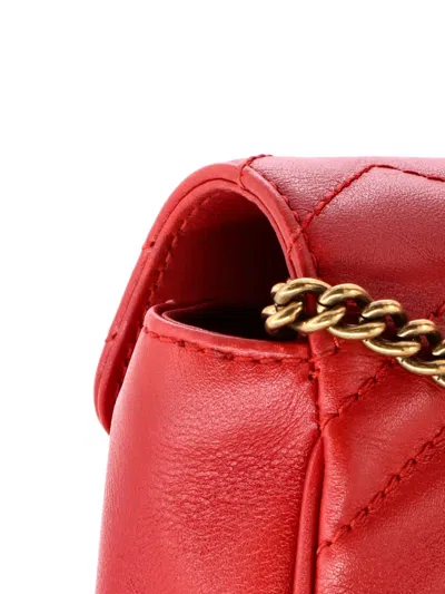 Pre-owned Gucci Gg Marmont Flap Bag Matelasse Leather Super Mini Crossbody Bag In Red