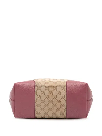 Pre-owned Gucci 2016-2025 Medium Gg Canvas Bree Satchel In Brown