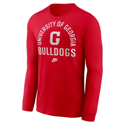 Nike Georgia Legacy Arched Logo  Men's College Long-sleeve T-shirt In Red