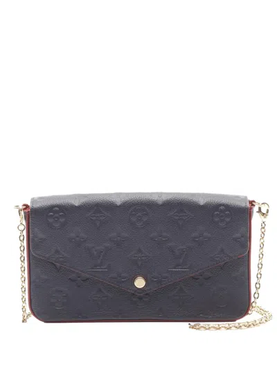 Pre-owned Louis Vuitton 2018 Monogram Empreinte Pochette Felicie Crossbody Bag In Blue