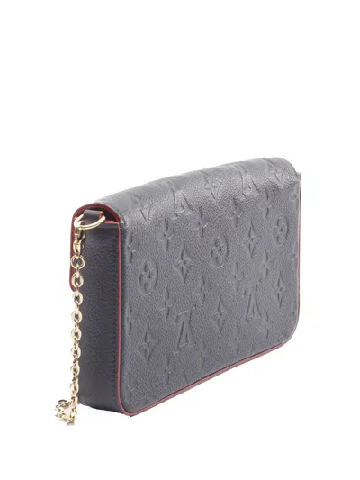 Pre-owned Louis Vuitton 2018 Monogram Empreinte Pochette Felicie Crossbody Bag In Blue