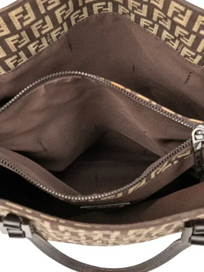 Pre-owned Fendi 2000-2010 Zucchino Canvas Tote Bag In Brown